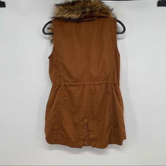 Hei Hei ANTHROPOLOGIE Womens Cargo VEST Faux FUR Removable Collar Size XS Brown - Picture 2 of 13